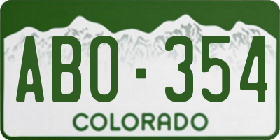CO license plate ABO354