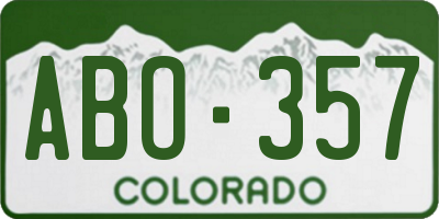 CO license plate ABO357