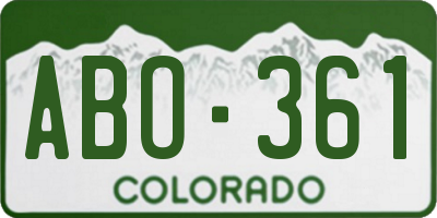 CO license plate ABO361