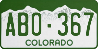 CO license plate ABO367