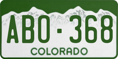 CO license plate ABO368