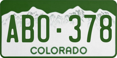 CO license plate ABO378