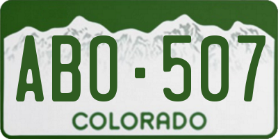 CO license plate ABO507