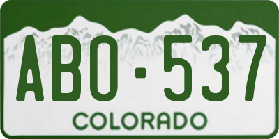 CO license plate ABO537