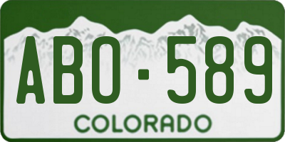CO license plate ABO589