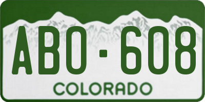 CO license plate ABO608