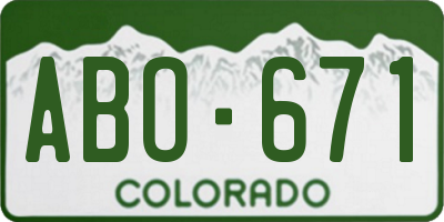 CO license plate ABO671