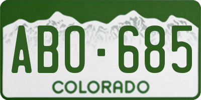 CO license plate ABO685