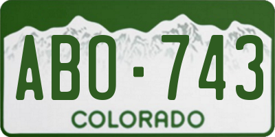 CO license plate ABO743