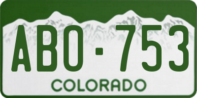 CO license plate ABO753