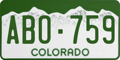 CO license plate ABO759