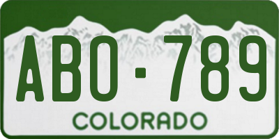 CO license plate ABO789