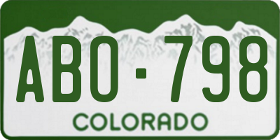 CO license plate ABO798