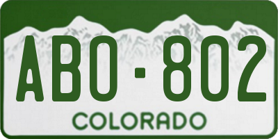 CO license plate ABO802
