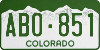 CO license plate ABO851