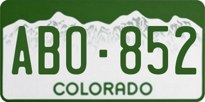 CO license plate ABO852