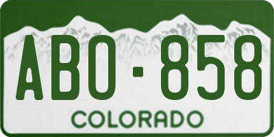 CO license plate ABO858
