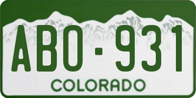 CO license plate ABO931