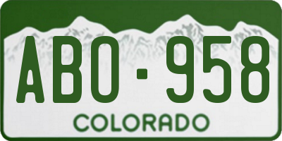 CO license plate ABO958