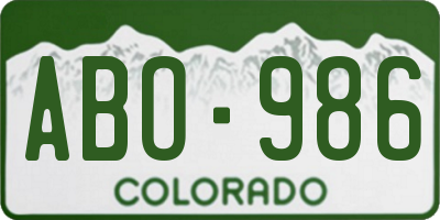 CO license plate ABO986