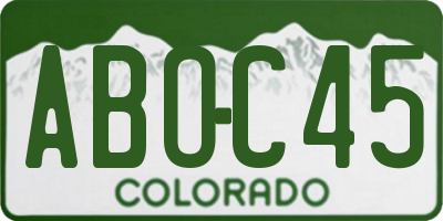 CO license plate ABOC45