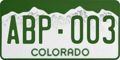 CO license plate ABP003