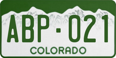 CO license plate ABP021