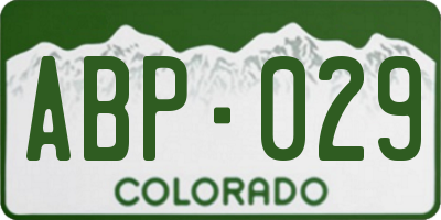 CO license plate ABP029