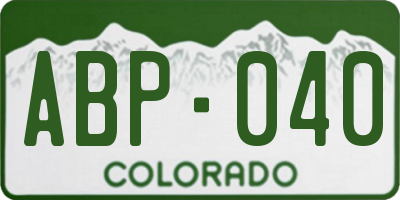 CO license plate ABP040