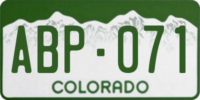 CO license plate ABP071
