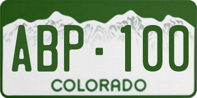 CO license plate ABP100