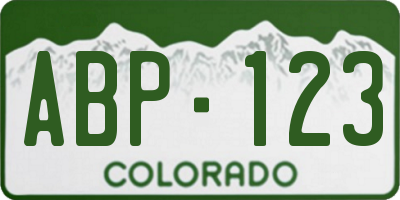 CO license plate ABP123