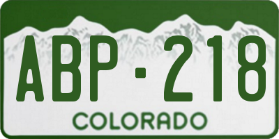 CO license plate ABP218