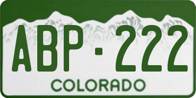 CO license plate ABP222