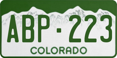 CO license plate ABP223