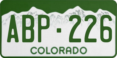 CO license plate ABP226