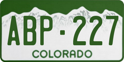 CO license plate ABP227
