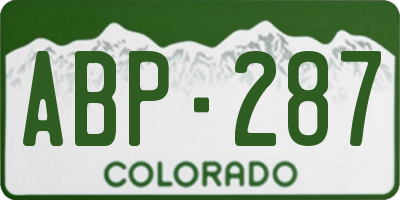 CO license plate ABP287