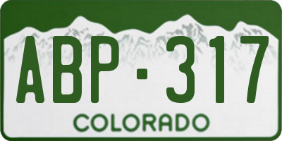 CO license plate ABP317