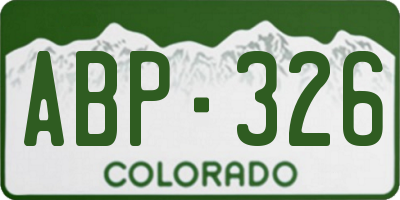 CO license plate ABP326