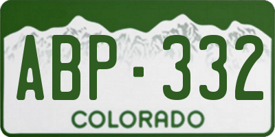 CO license plate ABP332