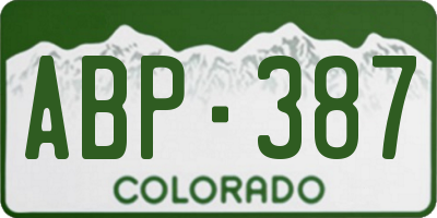 CO license plate ABP387