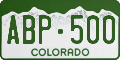 CO license plate ABP500
