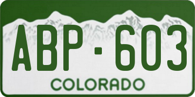 CO license plate ABP603