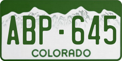 CO license plate ABP645