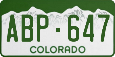 CO license plate ABP647