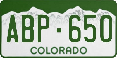 CO license plate ABP650
