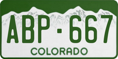 CO license plate ABP667