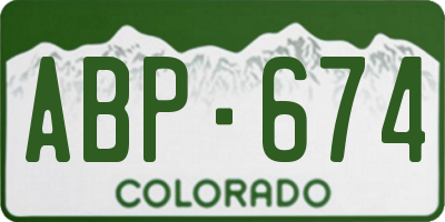 CO license plate ABP674