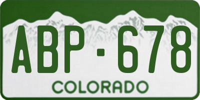 CO license plate ABP678